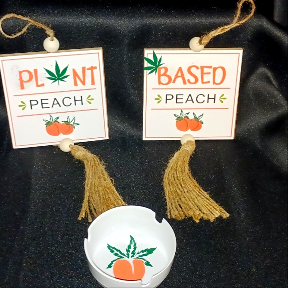 3Pc Customized Ashtray & Hanging Wall Decor-(Plant Based Peach 🍑 )